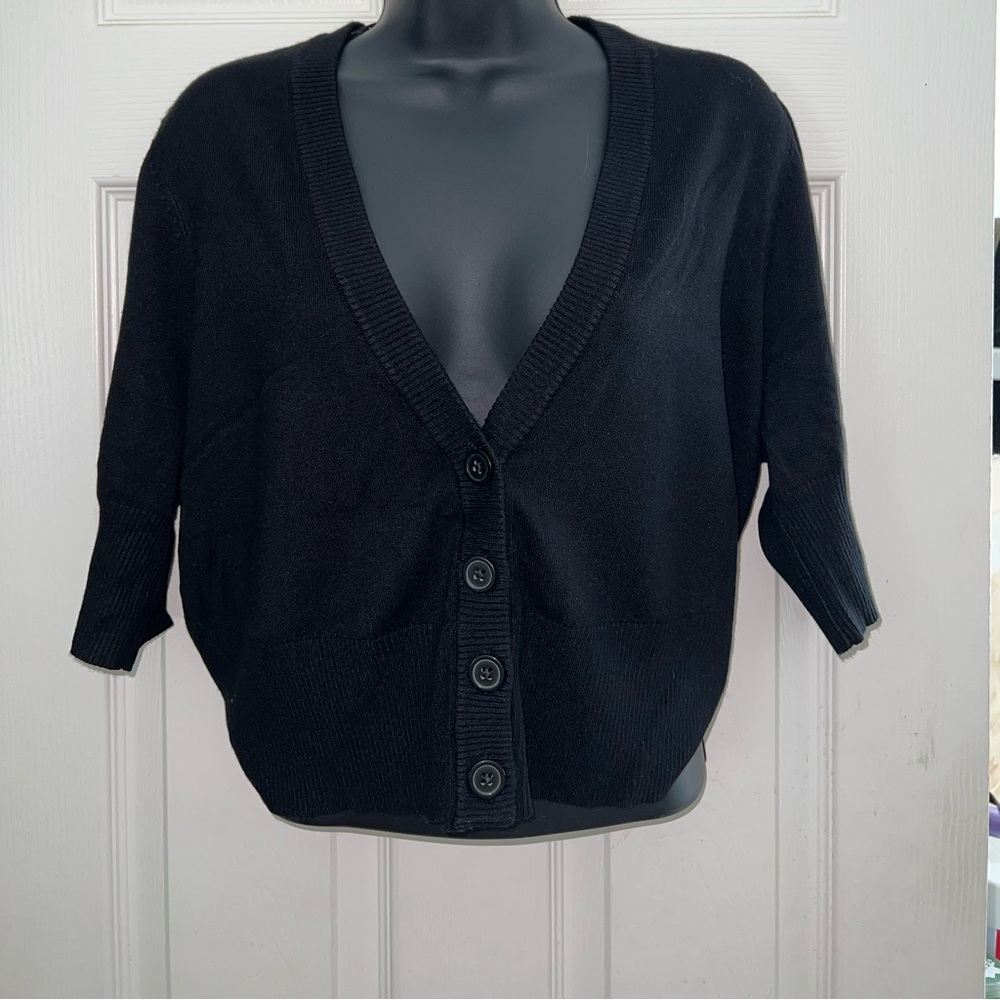 Retro Chic By Torrid Black Angel Wings Crop Cardigan Sz 1